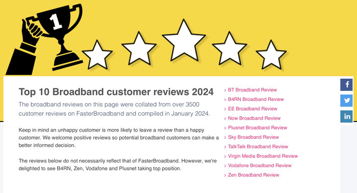 Top 10 best broadband reviews 2024